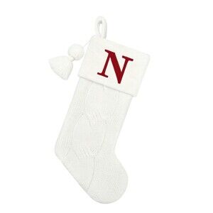 21" Premium St. Nicholas Knit Monogram Christmas Stocking Letter N Cream Tassel